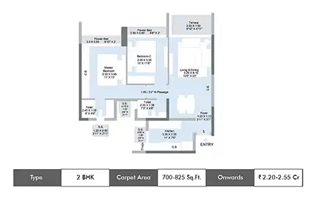 2 BHK-700-825 SqFt